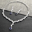 Show details for Impressive Blue Cubic Zirconia Necklace and Earring Set with Low MOQ