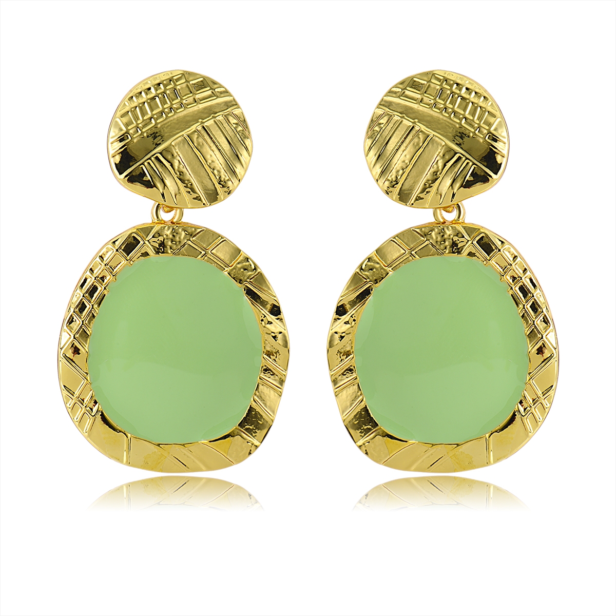 Distinctive Green Enamel Dangle Earrings As a Gift