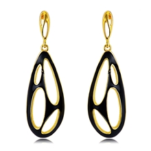 Show details for Hypoallergenic Gold Plated Enamel Dangle Earrings with Easy Return