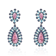 Picture of Delicate Cubic Zirconia Pink Dangle Earrings