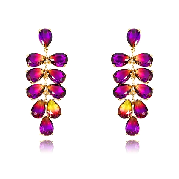 Picture of Attractive Purple Gold Plated Dangle Earrings For Your Occasions