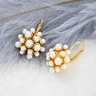 Picture of Most Popular Artificial Pearl Zinc Alloy Small Hoop Earrings
