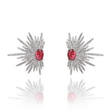 Show details for Buy Platinum Plated Red Big Stud Earrings with Wow Elements