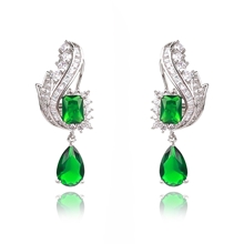 Show details for Attractive Green Copper or Brass Dangle Earrings Factory Direct Supply
