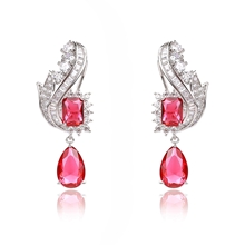 Show details for Low Price Platinum Plated Cubic Zirconia Dangle Earrings from Trust-worthy Supplier