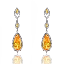 Show details for Copper or Brass Cubic Zirconia Dangle Earrings from Certified Factory