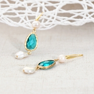 Picture of Great fresh water pearl Blue Dangle Earrings
