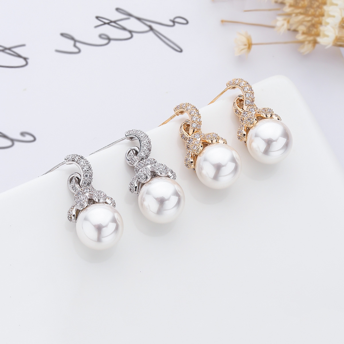 Luxury White Dangle Earrings with 37 Day Delivery