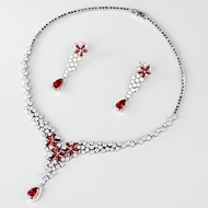 Show details for Delicate Cubic Zirconia Platinum Plated 2 Piece Jewelry Set Show details for Delicate Cubic Zirconia Platinum Plated 2 Piece Jewelry Set