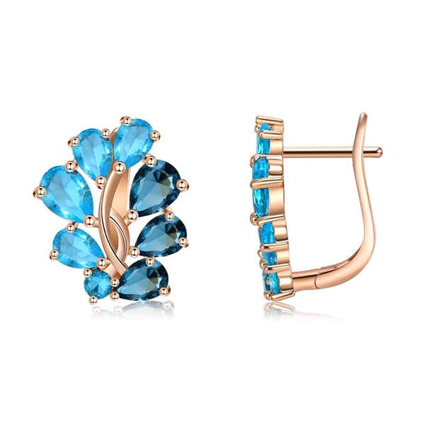 Picture of Trendy Rose Gold Plated Blue Stud Earrings with No-Risk Refund