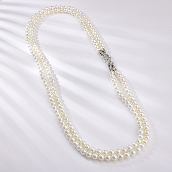 Picture of Impressive White Artificial Pearl Long Chain Necklace with Low MOQ