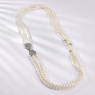 Picture of Inexpensive Platinum Plated White Long Chain Necklace of Original Design