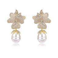 Picture of Delicate Cubic Zirconia Gold Plated Dangle Earrings