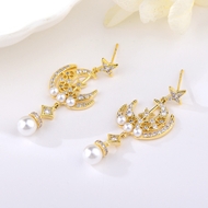 Show details for Delicate White Dangle Earrings of Original Design
