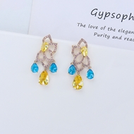 Picture of Sparkling Big Gold Plated Dangle Earrings