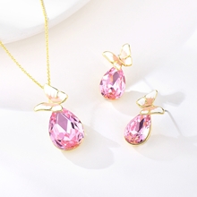 Show details for Pretty Artificial Crystal Rose Gold Plated Necklace and Earring Set
