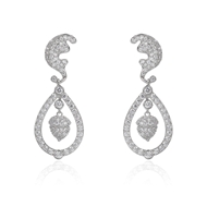 Picture of Hot Selling White Platinum Plated Dangle Earrings with No-Risk Refund