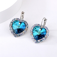 Show details for New Swarovski Element Blue Small Hoop Earrings