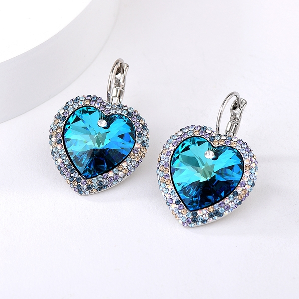Picture of New Swarovski Element Blue Small Hoop Earrings