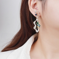 Picture of Trendy White Platinum Plated Dangle Earrings with No-Risk Refund