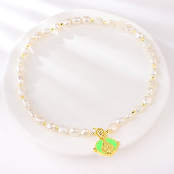 Picture of Featured Yellow Artificial Pearl Short Chain Necklace with Full Guarantee