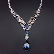 Show details for Nickel Free Blue Big Pendant Necklace with No-Risk Refund