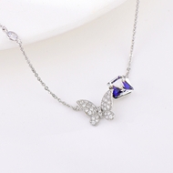 Show details for Featured Blue Swarovski Element Short Chain Necklace with Full Guarantee