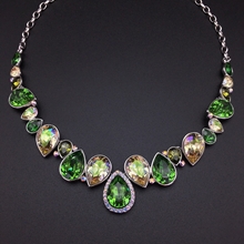 Show details for Filigree Big Green Short Chain Necklace