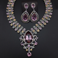 Show details for Bulk Platinum Plated Purple 2 Piece Jewelry Set Exclusive Online