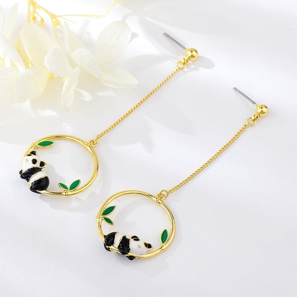 Picture of Famous Enamel Gold Plated Dangle Earrings