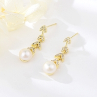 Picture of New Season White Artificial Pearl Dangle Earrings with SGS/ISO Certification