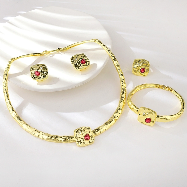 Picture of Hot Selling Red Gold Plated 4 Piece Jewelry Set from Top Designer