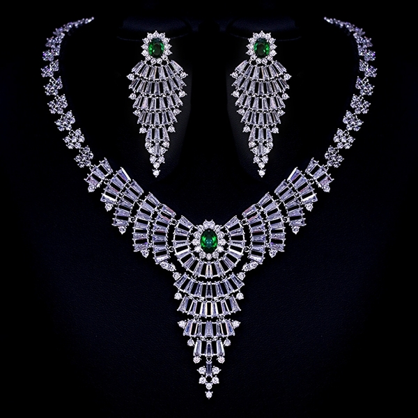 Picture of Fashion Cubic Zirconia Luxury 2 Piece Jewelry Set