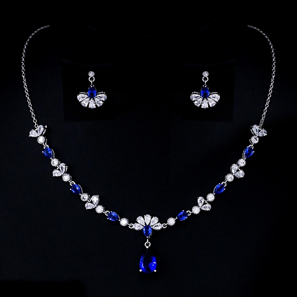 Picture of Sparkly Big Blue 2 Piece Jewelry Set
