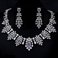 Show details for Copper or Brass Cubic Zirconia 2 Piece Jewelry Set with Full Guarantee