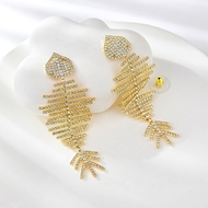 Show details for Fashion Cubic Zirconia Gold Plated Dangle Earrings