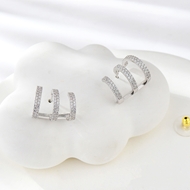 Show details for Sparkling Big Platinum Plated Dangle Earrings