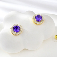 Show details for Unique Cubic Zirconia Gold Plated Stud Earrings