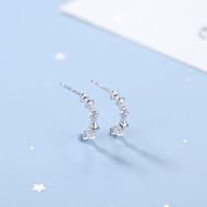 Picture of Cubic Zirconia Platinum Plated Stud Earrings for Her