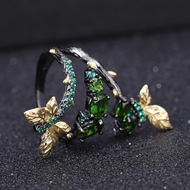Picture of Eye-Catching Green Gunmetal Plated Fashion Ring with Member Discount