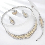 Picture of Designer Platinum Plated Copper or Brass 4 Piece Jewelry Set with Easy Return