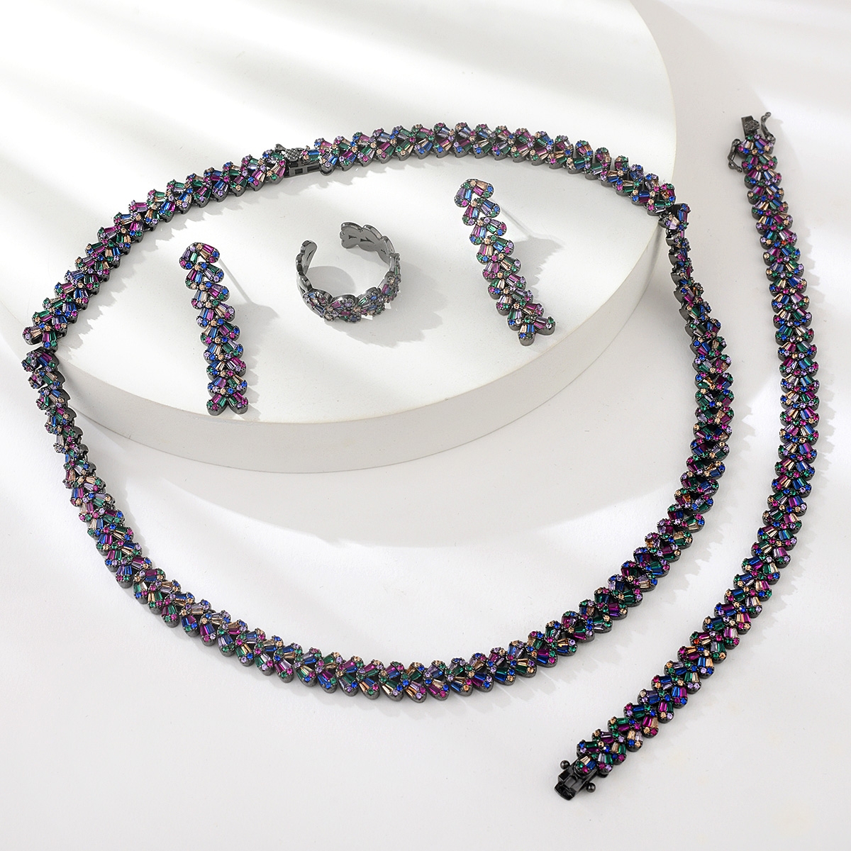 Luxury Gunmetal Plated 4 Piece Jewelry Set with 37 Day Delivery