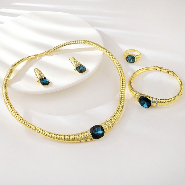 Picture of Unusual Big Blue 4 Piece Jewelry Set