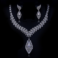 Show details for Hypoallergenic Platinum Plated Copper or Brass 2 Piece Jewelry Set with Easy Return