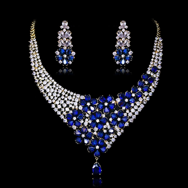 Picture of Bling Big Cubic Zirconia 2 Piece Jewelry Set