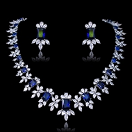 Show details for Famous Big Platinum Plated 2 Piece Jewelry Set