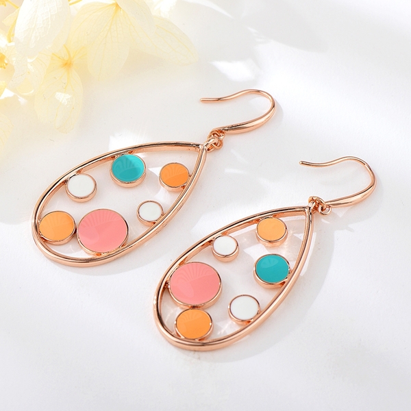 Picture of Nickel Free Rose Gold Plated Colorful Dangle Earrings with Low MOQ