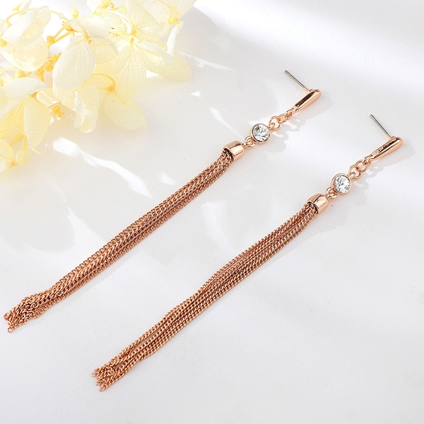 Picture of Fashion Artificial Crystal Rose Gold Plated Dangle Earrings