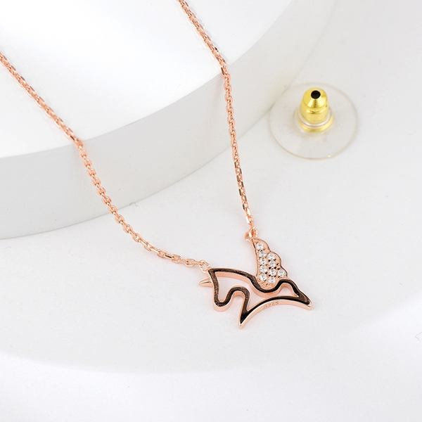 Picture of 925 Sterling Silver Rose Gold Plated Pendant Necklace with Speedy Delivery