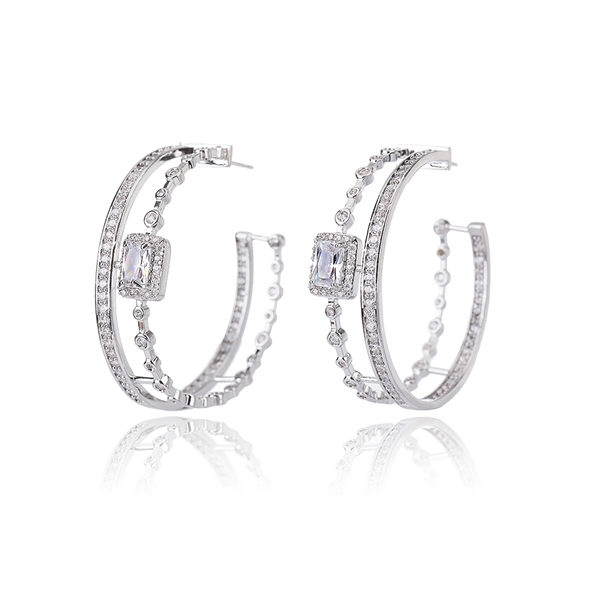 Picture of Fashionable Big Platinum Plated Dangle Earrings
